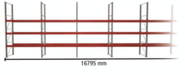 META Portapallet MULTIPAL per 48 pallet, 16795 mm di larghezza, 4 piani di stoccaggio