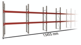 META Portapallet MULTIPAL per 21 pallet, 13455 mm di larghezza, 3 piani di stoccaggio