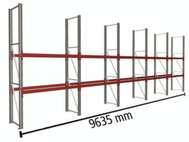 META Portapallet MULTIPAL per 15 pallet, 9635 mm di larghezza, 3 piani di stoccaggio