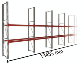 META Portapallet MULTIPAL per 21 pallet, 13455 mm di larghezza, 3 piani di stoccaggio