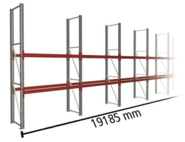 META Portapallet MULTIPAL per 30 pallet, 19185 mm di larghezza, 3 piani di stoccaggio