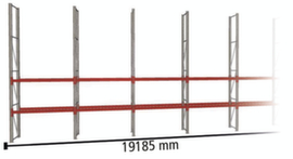 META Portapallet MULTIPAL per 40 pallet, 19185 mm di larghezza, 4 piani di stoccaggio