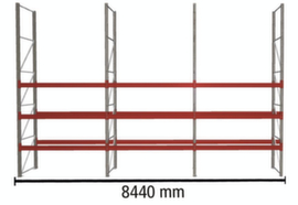 META Portapallet MULTIPAL per 24 pallet, 8440 mm di larghezza, 4 piani di stoccaggio