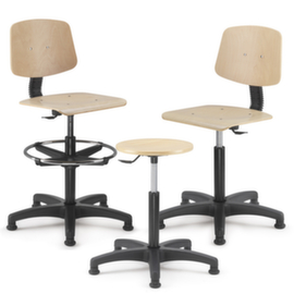 Sedia da lavoro con sedile in legno