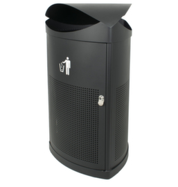 Cestino per rifiuti con tetto di protezione, 60 l, nero